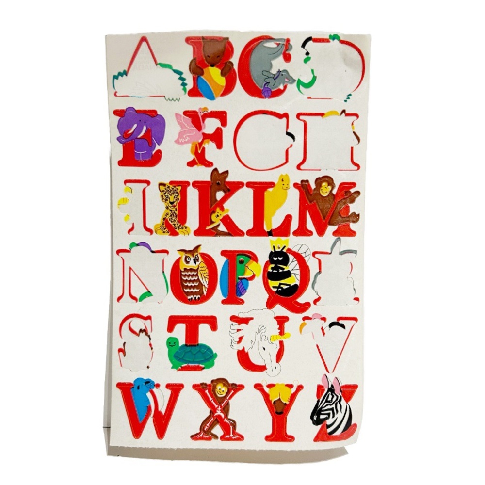 Vintage 1990s Sandylion Sticker Designs Alphabet Animal Letter Sticker Sheet Fun